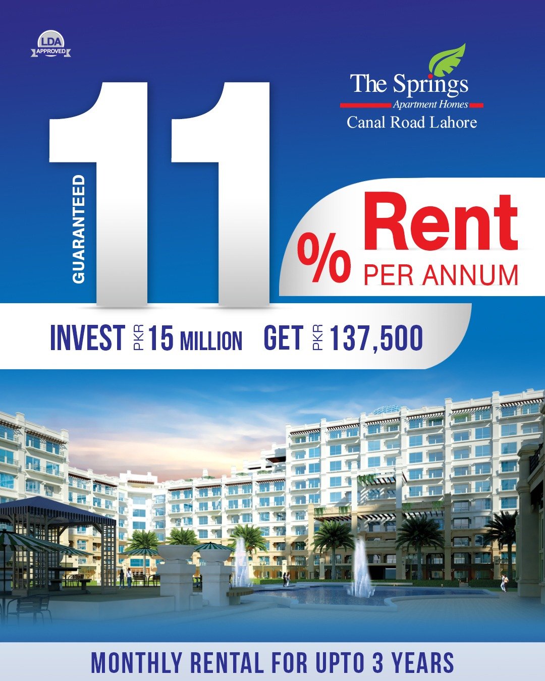 springs canal 11 percent rent per annum